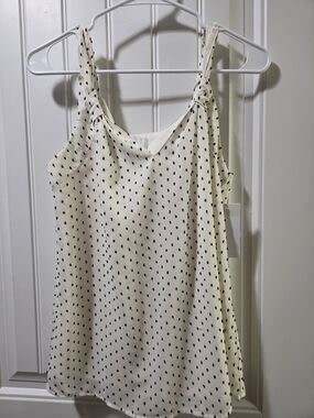 Cream Polka Dot Knot-Shoulder Camisole